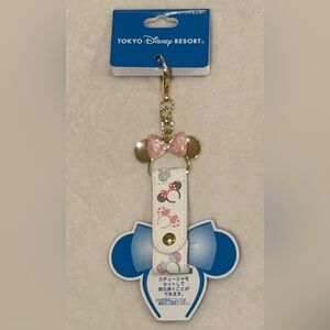 NWT Tokyo Disney Resort PINK Minnie Ears Headband Holder Keychain Rose Gold